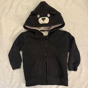 George Dark Grey Bear Face Kids Hoodie